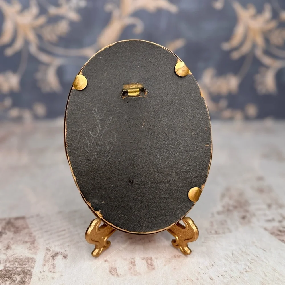 Antique Victorian Oval Brass Picture Frame Ornate Tabletop Photo Frame